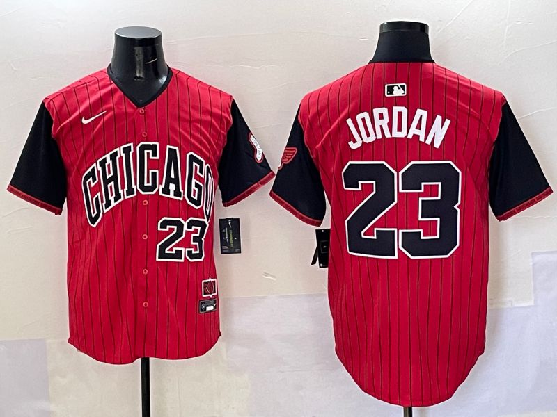 Men Chicago White Sox 23 Jordan Red Stripe Joint Name Nike 2025 MLB Jersey style 35